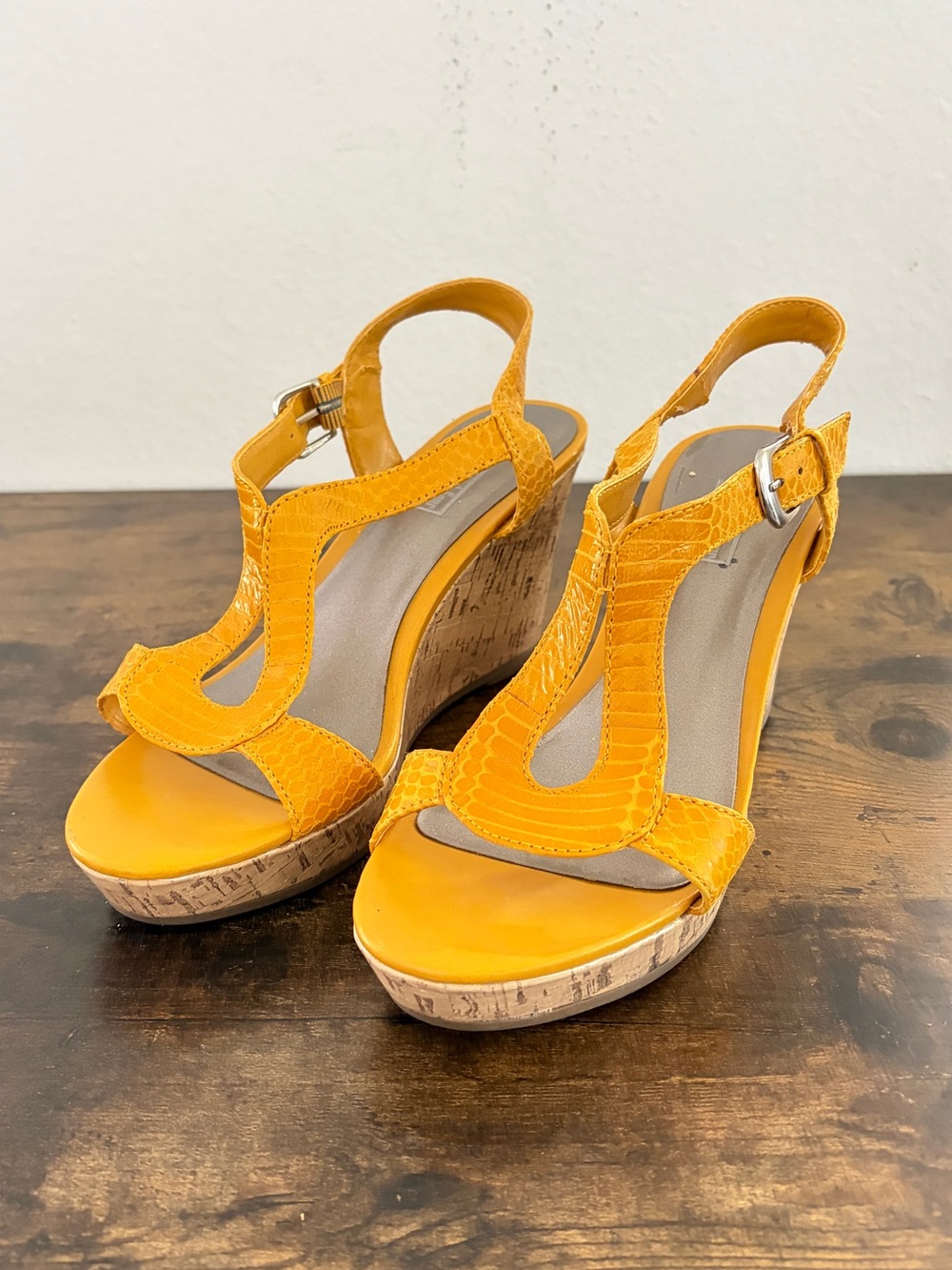 Coach and Four | Yellow Cork Wedge Sandals | ‎ 3"+ Heels